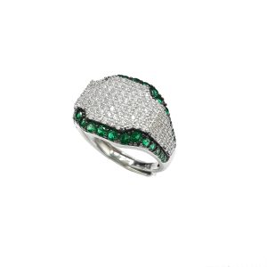 Anello in argento 925 placcato in oro 18 Kt e zirconi